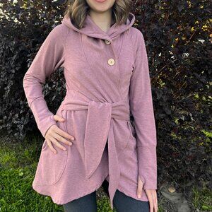 Medium Dusty Rose Pink Bamboo Fleece Wrap Coat